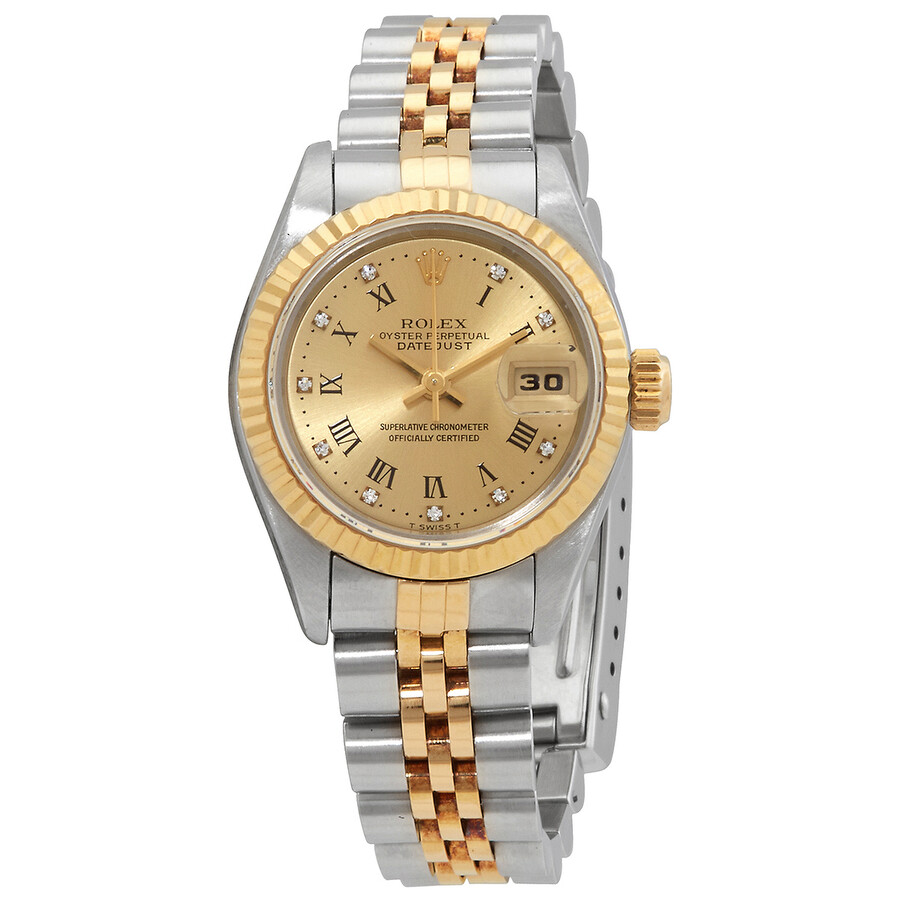 Rolex Preowned Rolex Datejust Automatic Diamond Gold Dial Ladies Watch