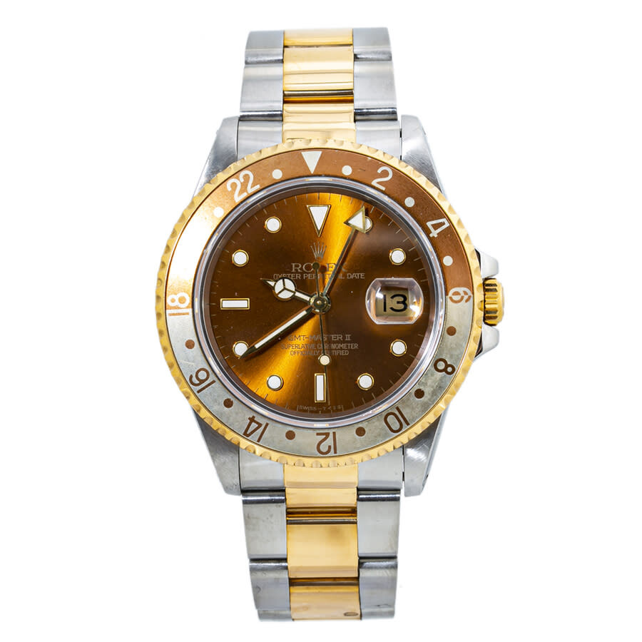 Rolex Pre Owned Rolex Gmt Master Ii Automatic Root Beer Dial Men S Watch Pre Owned 16713rb 16713 Jomashop