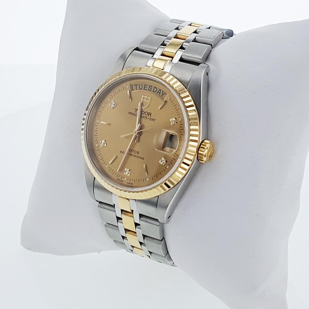 Tudor Pre-owned Tudor Prince Day Date Automatic Diamond Gold Dial