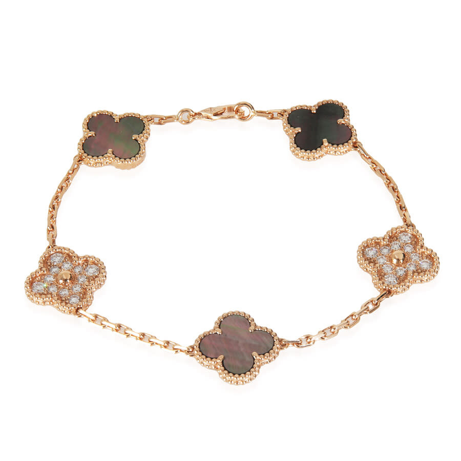 Van Cleef Bracelet Rose Gold Mother Of Pearl Yellow Gold Motifs