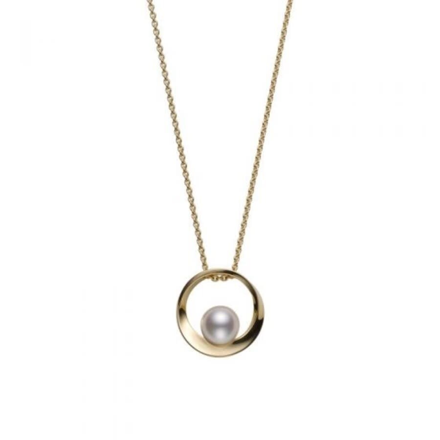 Mikimoto Processing...  Akoya Cultured Pearl Circle Pendant In Yellow Gold In Yellow