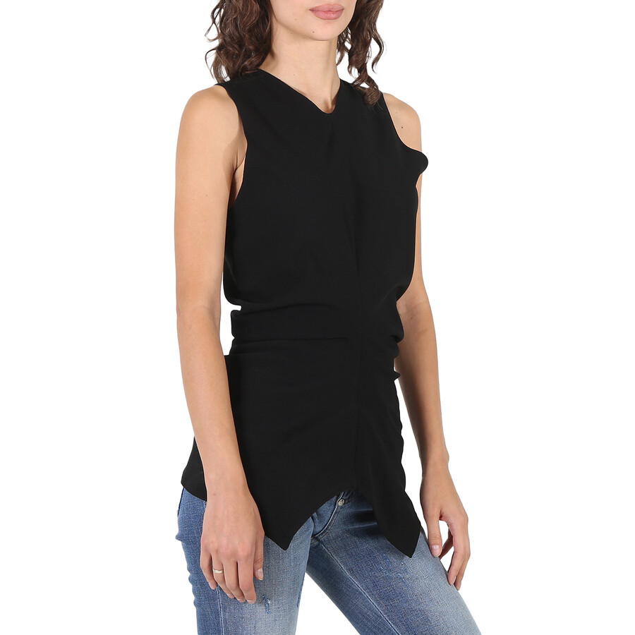 Proenza Schouler Ladies Black Textured Crepe Sleeveless Top In Black