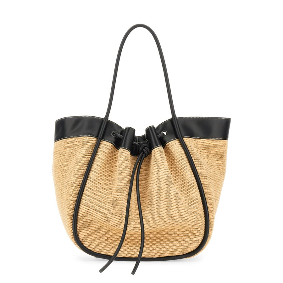 Proenza Schouler Large Ruffled Tote Bag With Woven Texture In Neutral