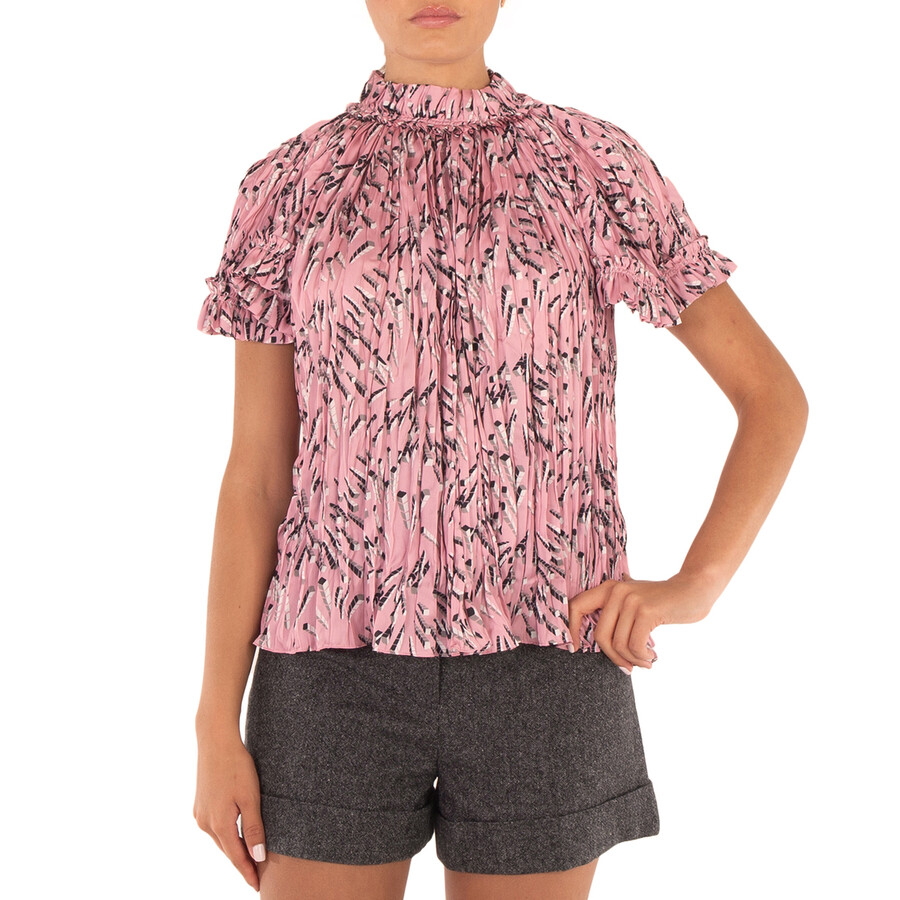 All Over Graphic Print Pleated Blouse