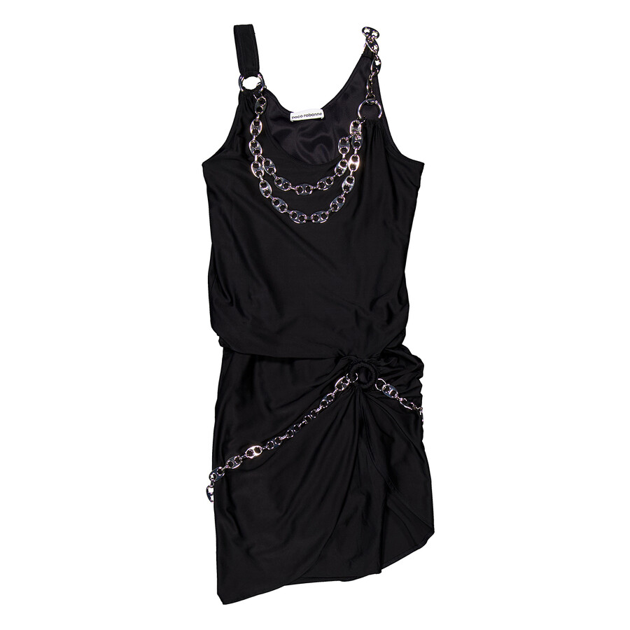 Chain Trim Gathered Sleeveless Mini Dress, Brand Size 34 ( US Size 2 )