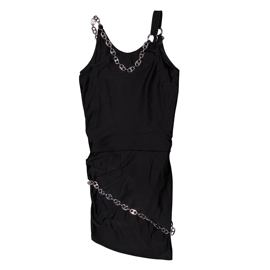 Chain Trim Gathered Sleeveless Mini Dress, Brand Size 34 ( US Size 2 )
