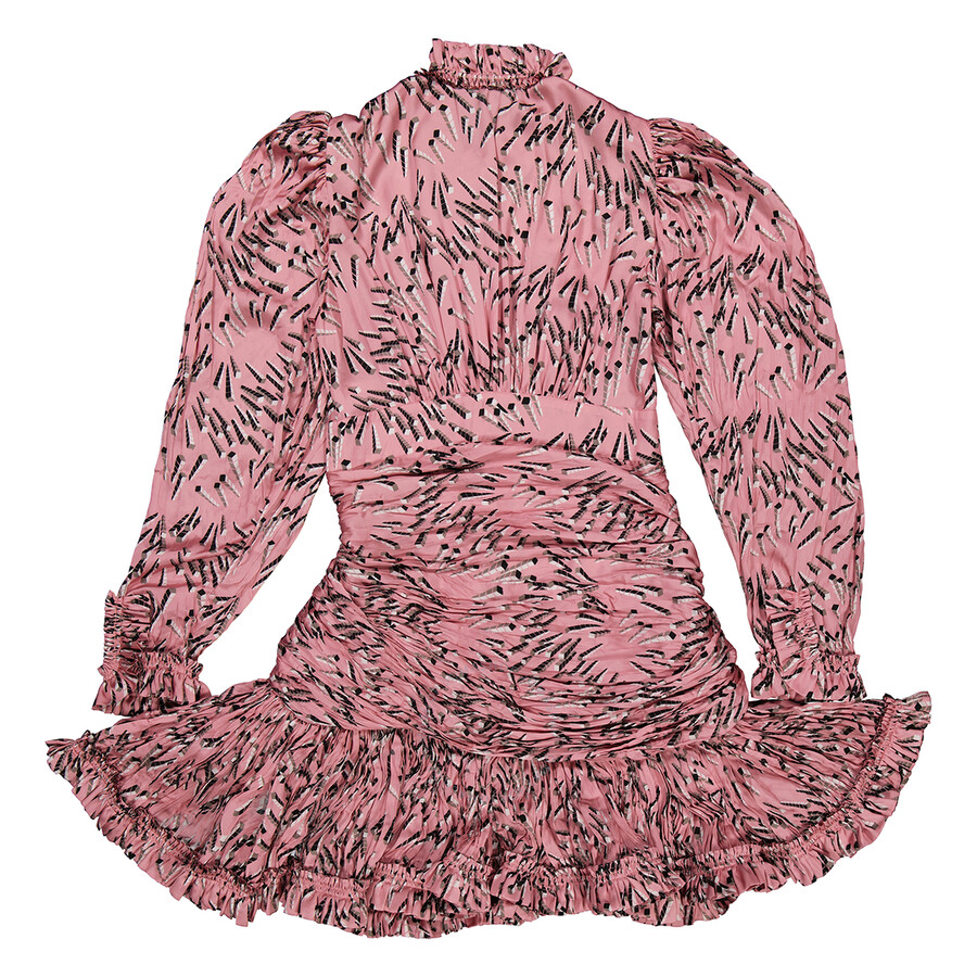 RABANNE RABANNE PINK SCREW PRINTED RUCHED MINI DRESS