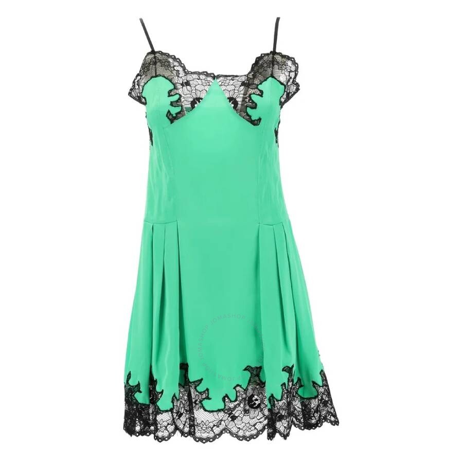 Rabanne Lace-trimmed Satin Minidress In Green