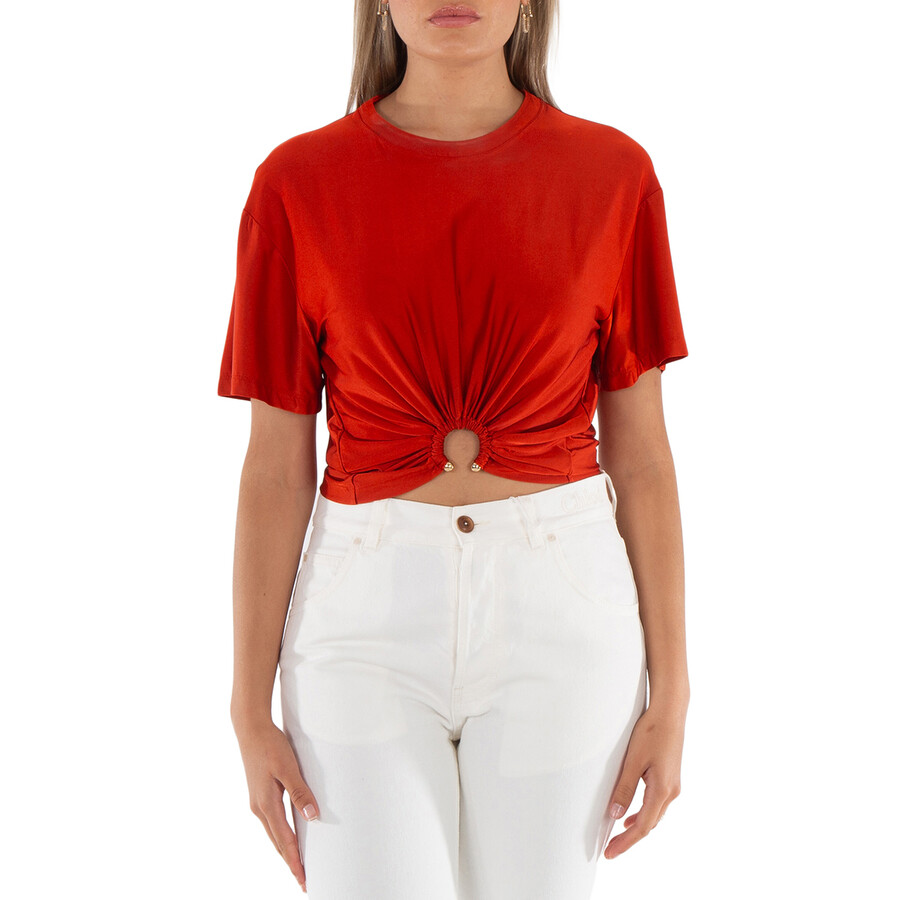 Short Sleeve Knotted Cropped T Shirt