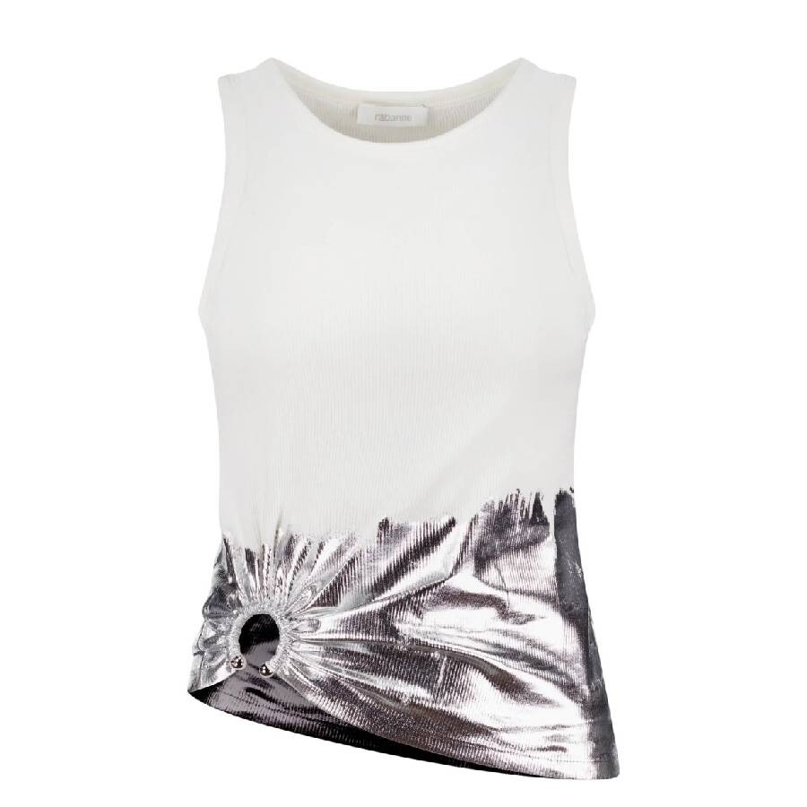 Sleeveless Coast Tank Top With Silver Foil And Piercing Details