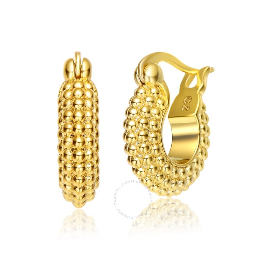 Rachel Glauber 14k Gold Plated Bead Hoop Earrings In Gold-tone