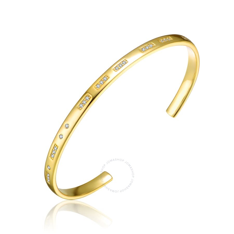 Rachel Glauber 14k Gold Plated Cubic Zirconia Cuff Bracelet In Gold-tone