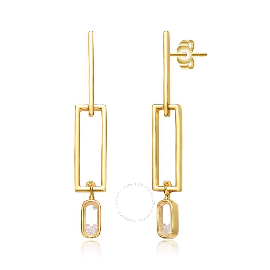 Rachel Glauber 14k Gold Plated Cubic Zirconia Drop Earrings In Gold-tone
