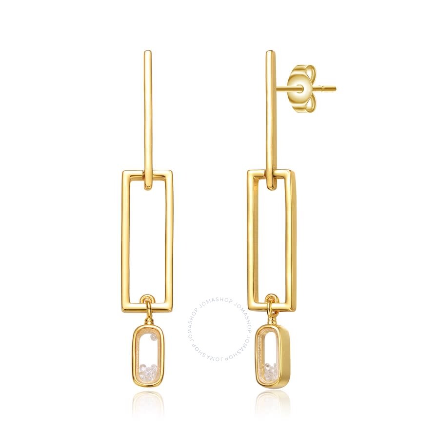 Shop Rachel Glauber 14k Gold Plated Cubic Zirconia Drop Earrings In Gold-tone