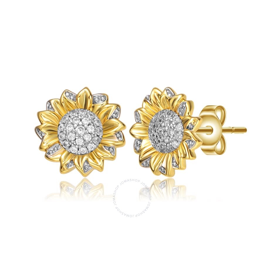 Shop Rachel Glauber Rhodium And 14k Gold Plated Cubic Zirconia Stud Earrings In Two-tone