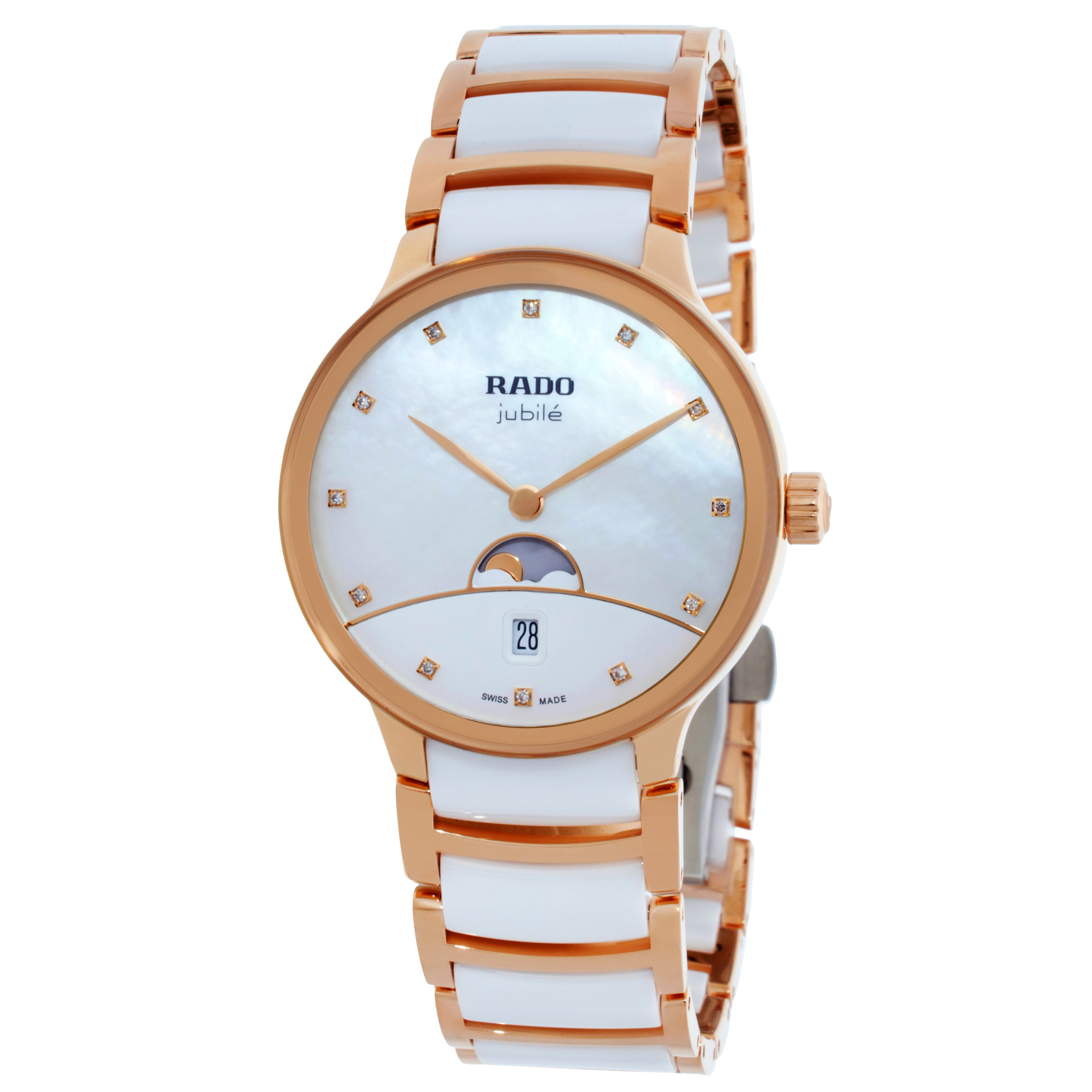 Rado Centrix Moonphase Quartz White Mother of Pearl Dial Watch R30232922