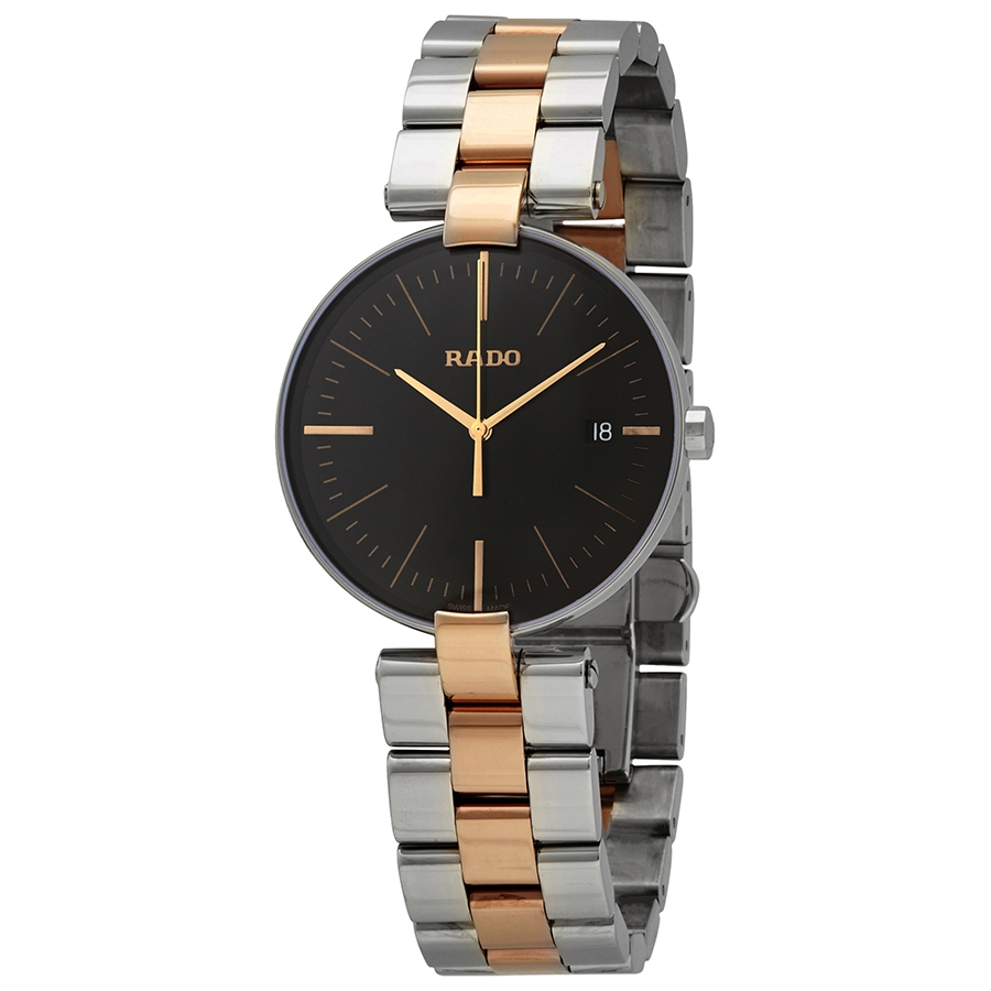 麗羅 Rado Coupole L Quartz Black Dial Unisex Two Tone Watch R22852173