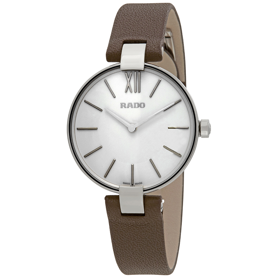 Rado Coupole M Silver Dial Brown Leather Ladies Watch R22850015