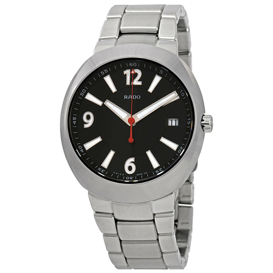 RADO メンズ 時計 黒色 ステンレススチール Rado Diastar Men's Black Dial Stainless Steel Watch R12391153