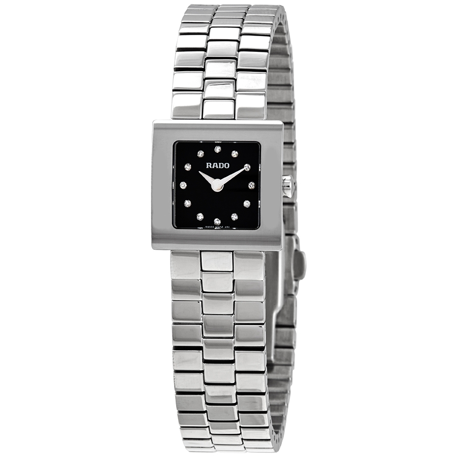 Rado DiaStar Sqaure Quartz Diamond Black Dial Ladies Watch R18682713