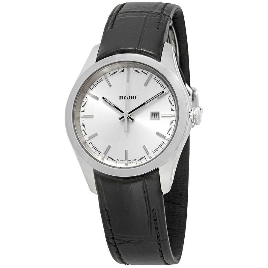 Rado HyperChrome Silver Dial Black Leather Ladies Watch R32110105