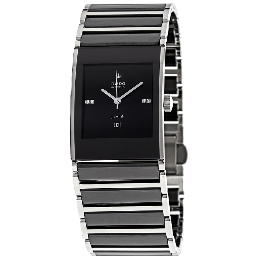 Rado Integral Black Dial Ladies Two Tone Watch R20853702