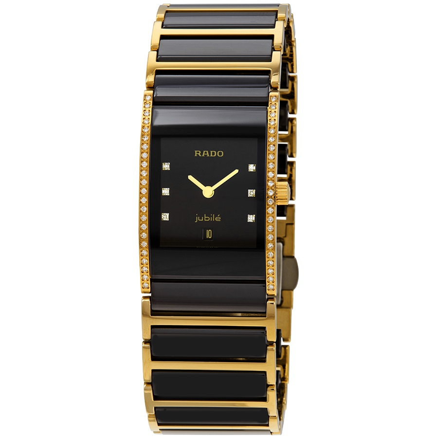Rado Integral Black Dial Two-tones Diamond Ladies Watch R20752752