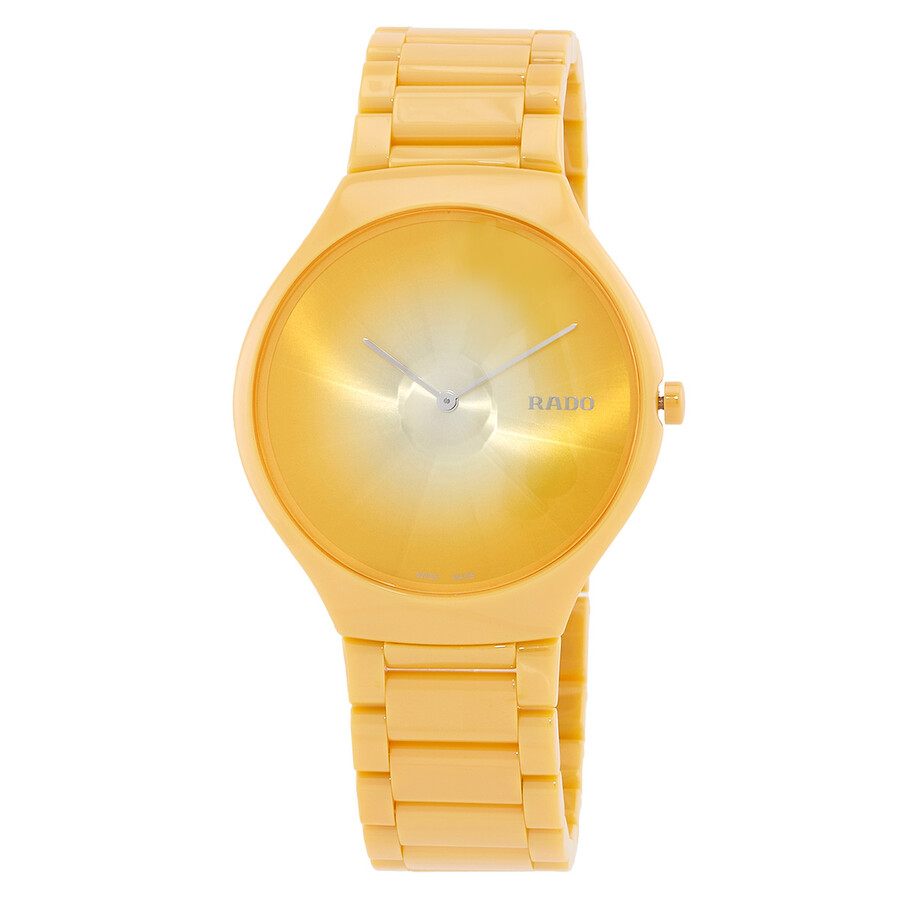 Shop Rado True Round Thinline X Great Gardens Of The World Quartz Unisex Watch R27122252 In Yellow/silver Tone/gold Tone