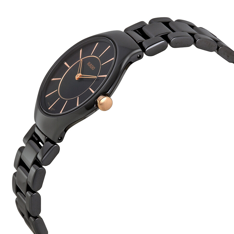 Rado True Thinline Black Ceramic Ladies Watch R27742152 True Rado