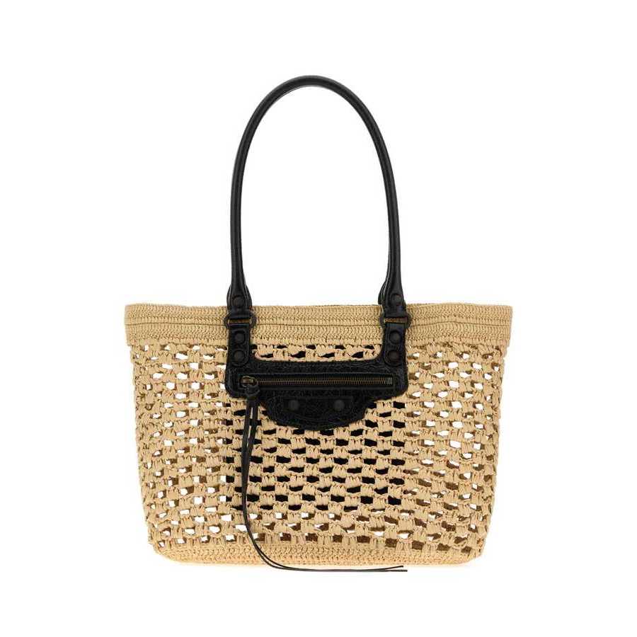 Balenciaga Raffia Medium Le City Bucket Bag Naturalblack Borse A