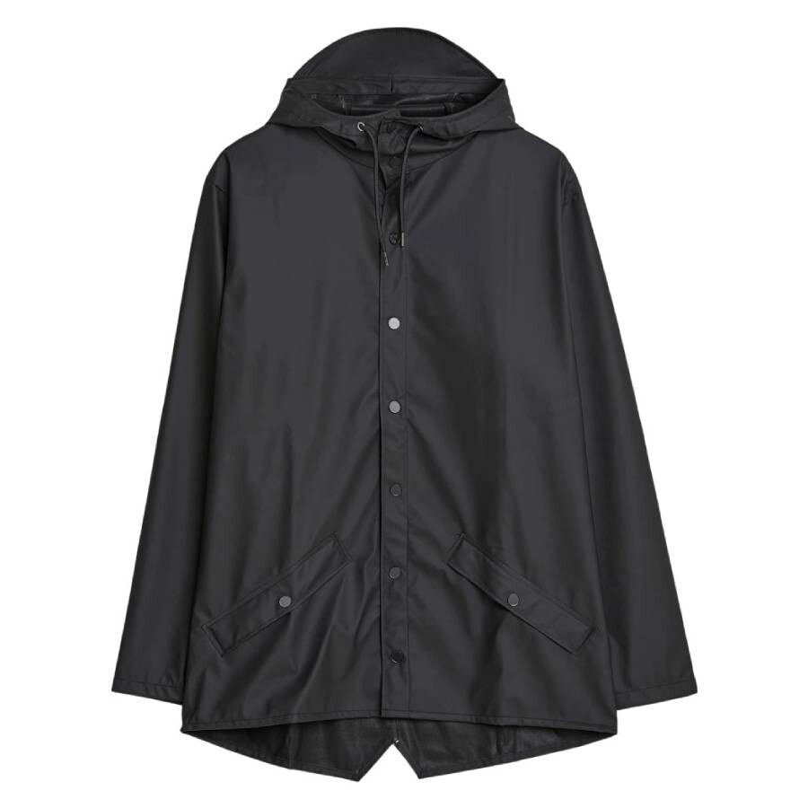 Black Waterproof Hooded Rain Jacket
