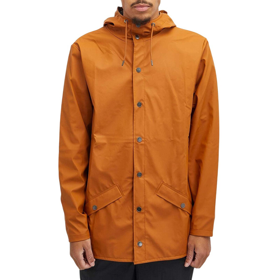 Rains Drawstring Hood Jacket In Orange