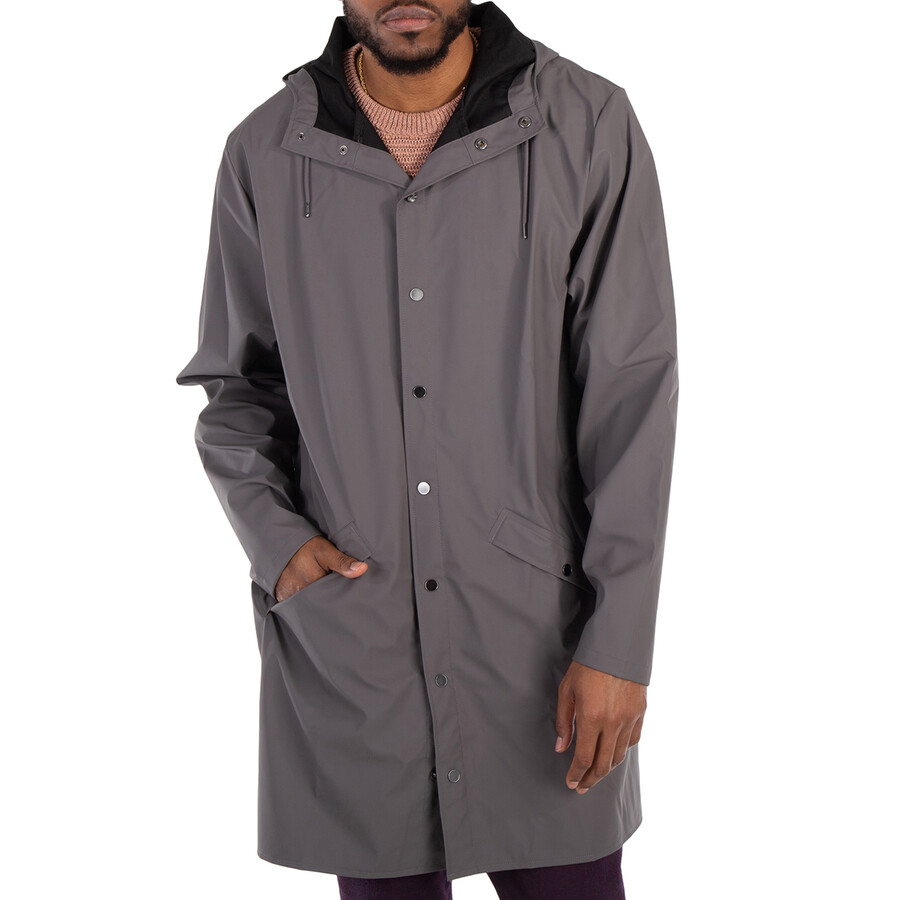 Grey Lightweight Waterproof Long Jacket, Size XX-Large