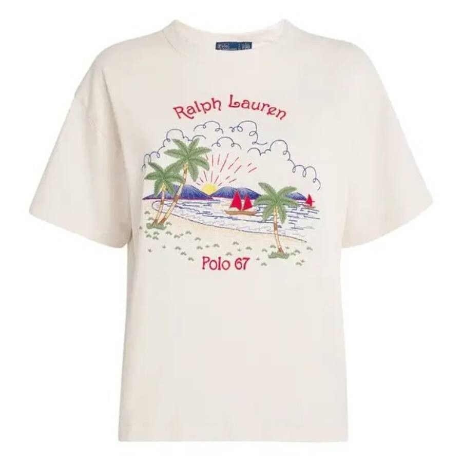 Ralph Lauren Cotton-Linen Embroidered Beach T-Shirt