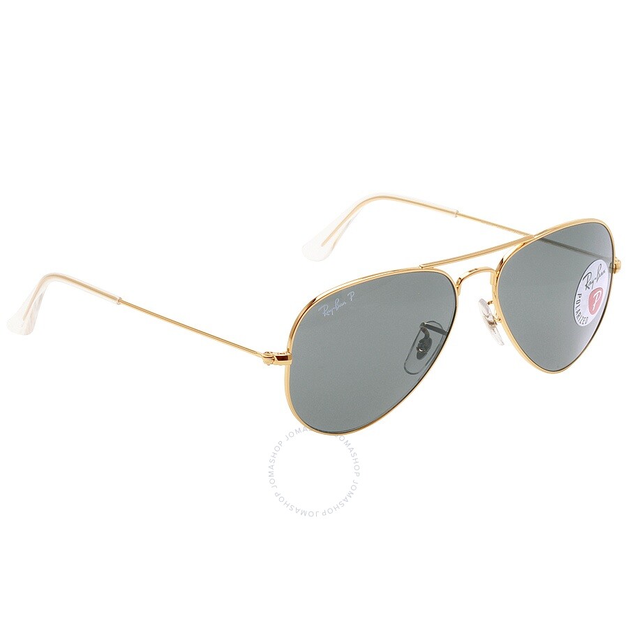 Shop Ray Ban Aviator Classic Polarized Green Classic G-15 Unisex Sunglasses Rb3025 001/58 55