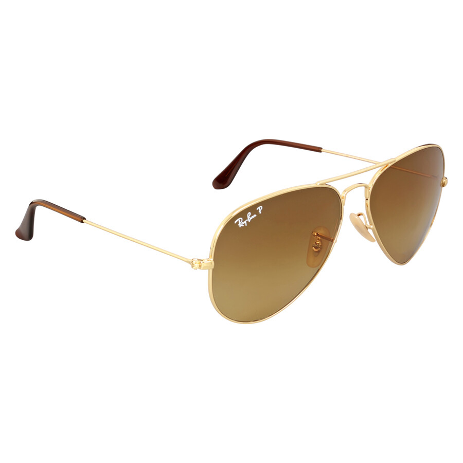 Ray Ban Aviator Gradient Polarized Brown Unisex Sunglasses Rb3025 001/m2 58 In Brown / Gold