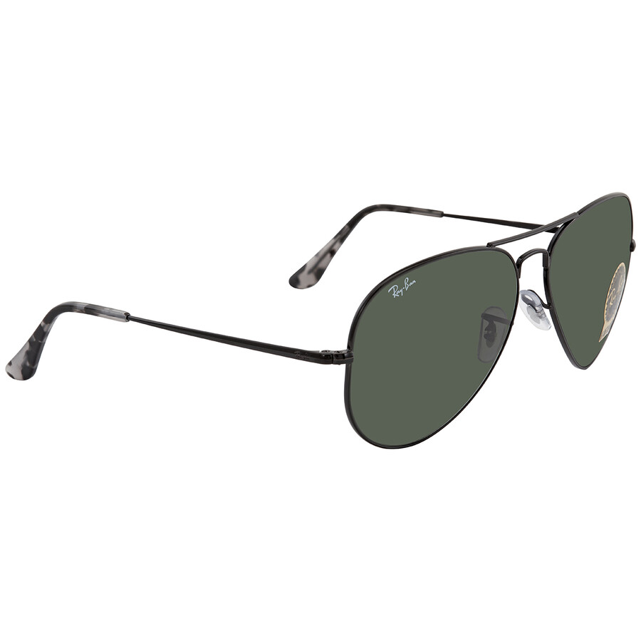 Ray Ban Aviator Metal Ii Black Aviator Unisex Sunglasses Rb3689 914831 62 In Black / Green / Gun Metal
