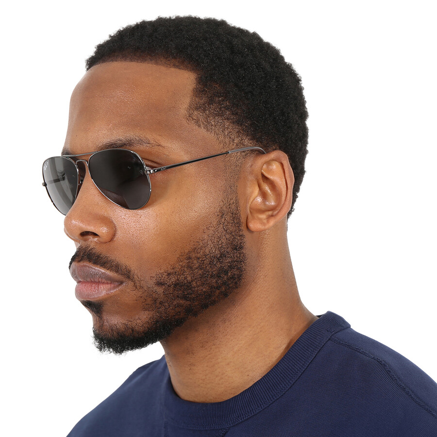 Ray Ban Aviator Metal Ii Polarized Black Aviator Unisex Sunglasses Rb3689 004/48 55 In Black / Gun Metal