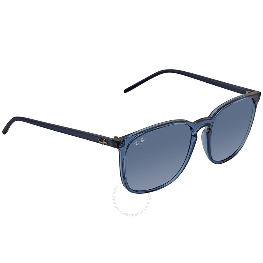 Ray Ban Dark Blue Square Unisex Sunglasses Rb4387 639980 56 In Blue / Dark