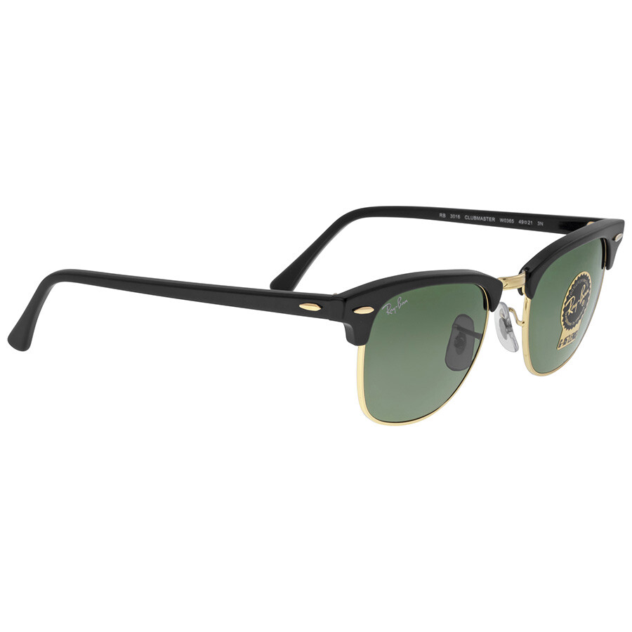 Ray Ban Clubmaster Classic Green Unisex Sunglasses Rb3016 W0365 51 In Black / Green