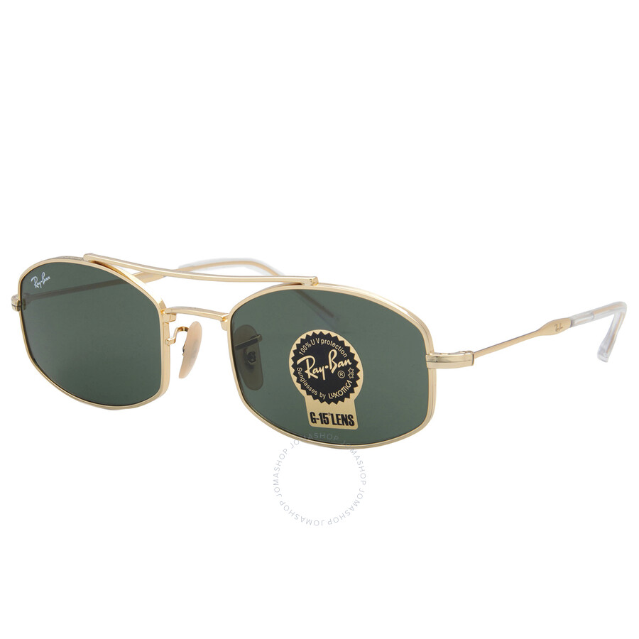 Ray Ban G-15 Green Oval Unisex Sunglasses Rb3719 001/31 51