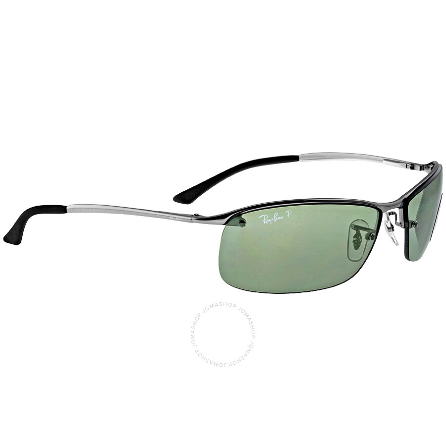 Ray Ban Polarized Green Classic G-15 Rectangular Men's Sunglasses Rb3183 004/9a 63 In Green / Gun Metal / Gunmetal