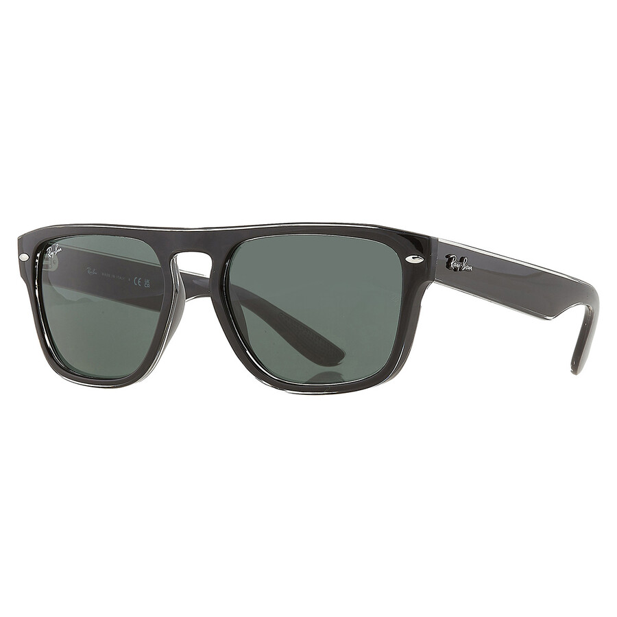 Ray Ban Green Square Unisex Sunglasses Rb4407 654571 57 In Black / Dark / Green
