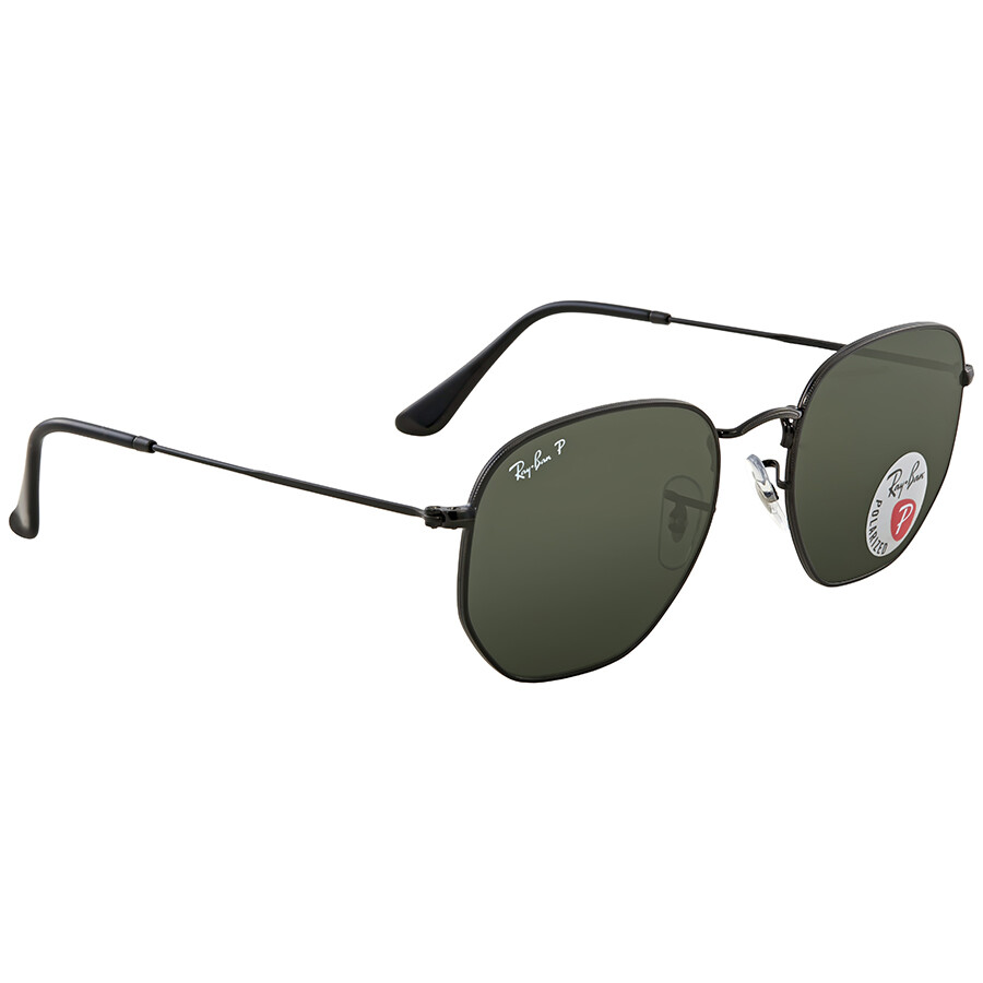 Ray Ban Hexagonal Flat Lenses Polarized Green Unisex Sunglasses Rb3548n 002/58 54 In Black / Green