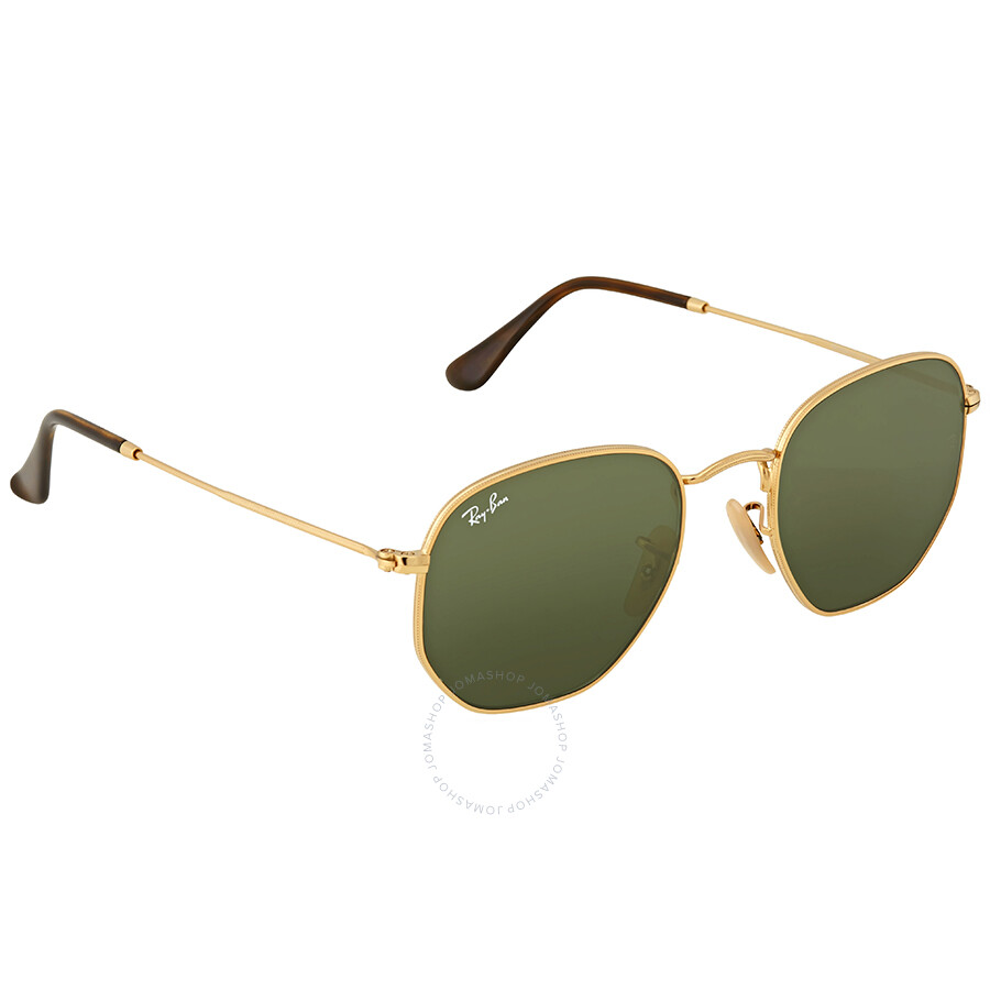 Ray Ban Hexagonal Green Classic G-15 Geometric Unisex Sunglasses Rb3548n 001 51 In Gold / Green