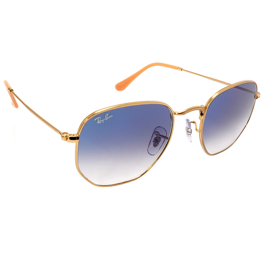 Ray Ban Hexagonal Light Blue Gradient Unisex Sunglasses Rb3548 001/3f 51 In Blue