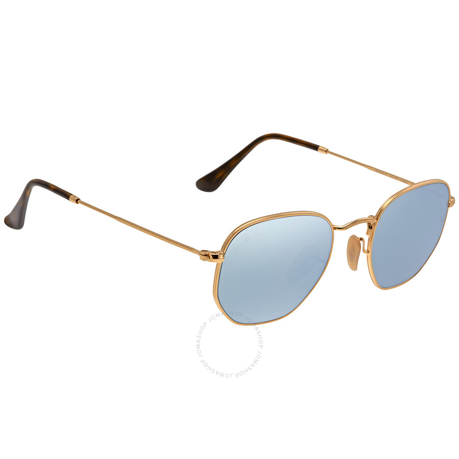 Ray Ban Hexagonal Silver Flash Men's Sunglasses RB3548N 001/30 48 Round RayBan Sunglasses