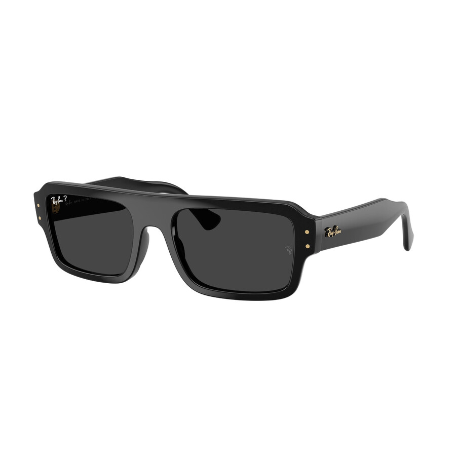 Ray Ban Lukas Bio-based Polarized Black Rectangular Unisex Sunglasses Rb4454 667748 56