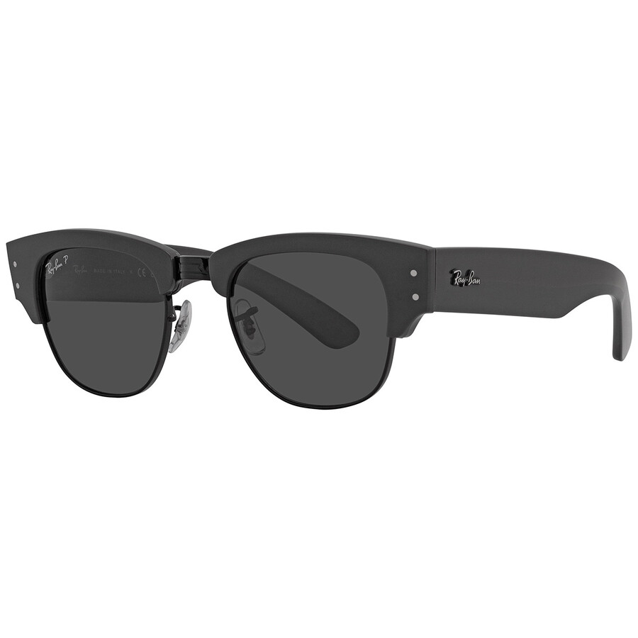 Shop Ray Ban Mega Clubmaster Polarized Black Square Unisex Sunglasses Rb0316s 136748 50 In Black / Grey