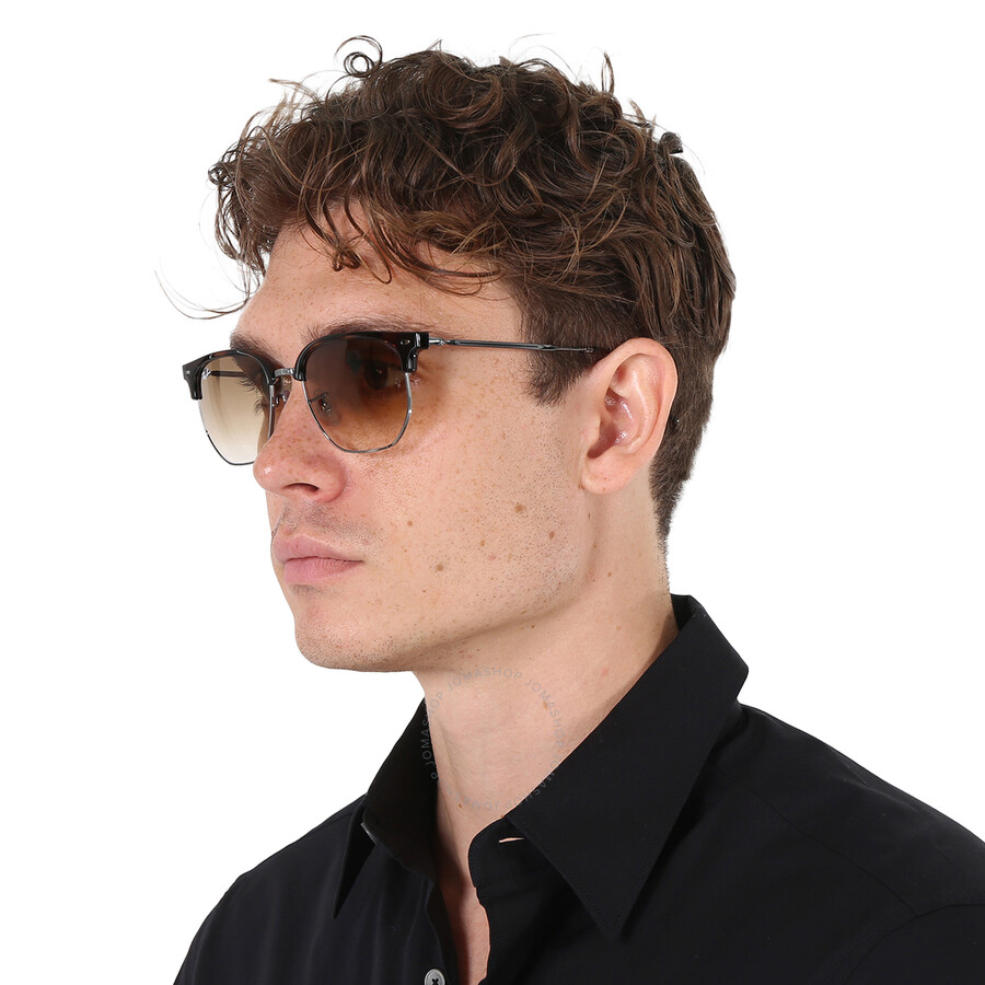 Ray Ban New Clubmaster Brown Gradient Irregular Unisex Sunglasses Rb4416 710/51 53 In Brown